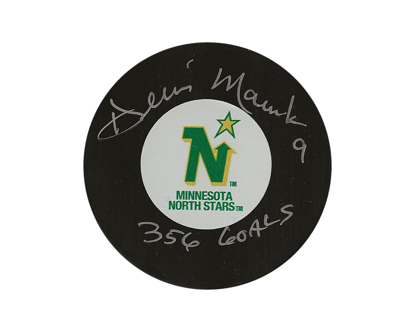 Dennis Maruk Autographed Minnesota North Stars Vintage Autograph Model Puck Inscribed "356 Goals"