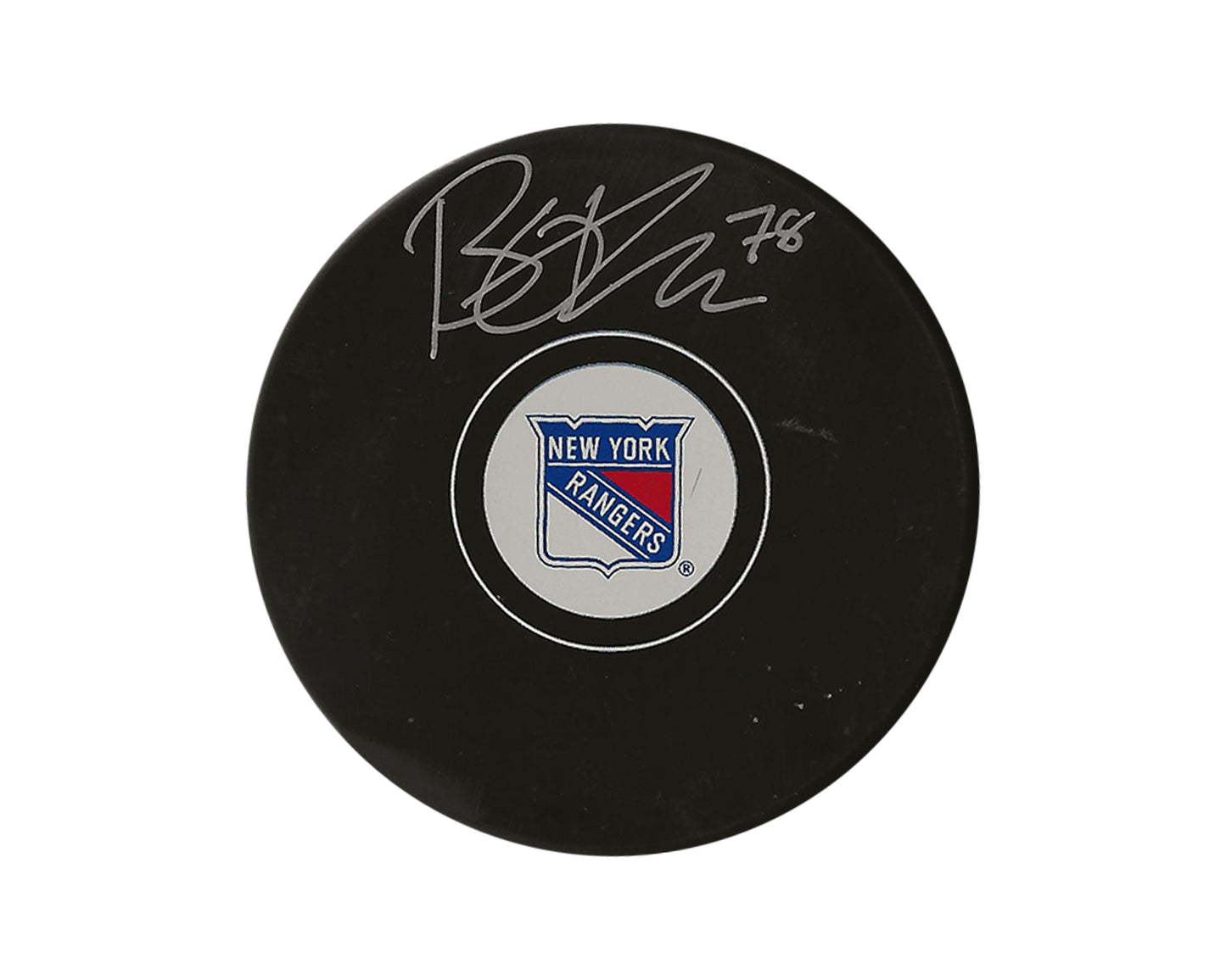 Brennan Othmann Autographed New York Rangers Autograph Model Puck