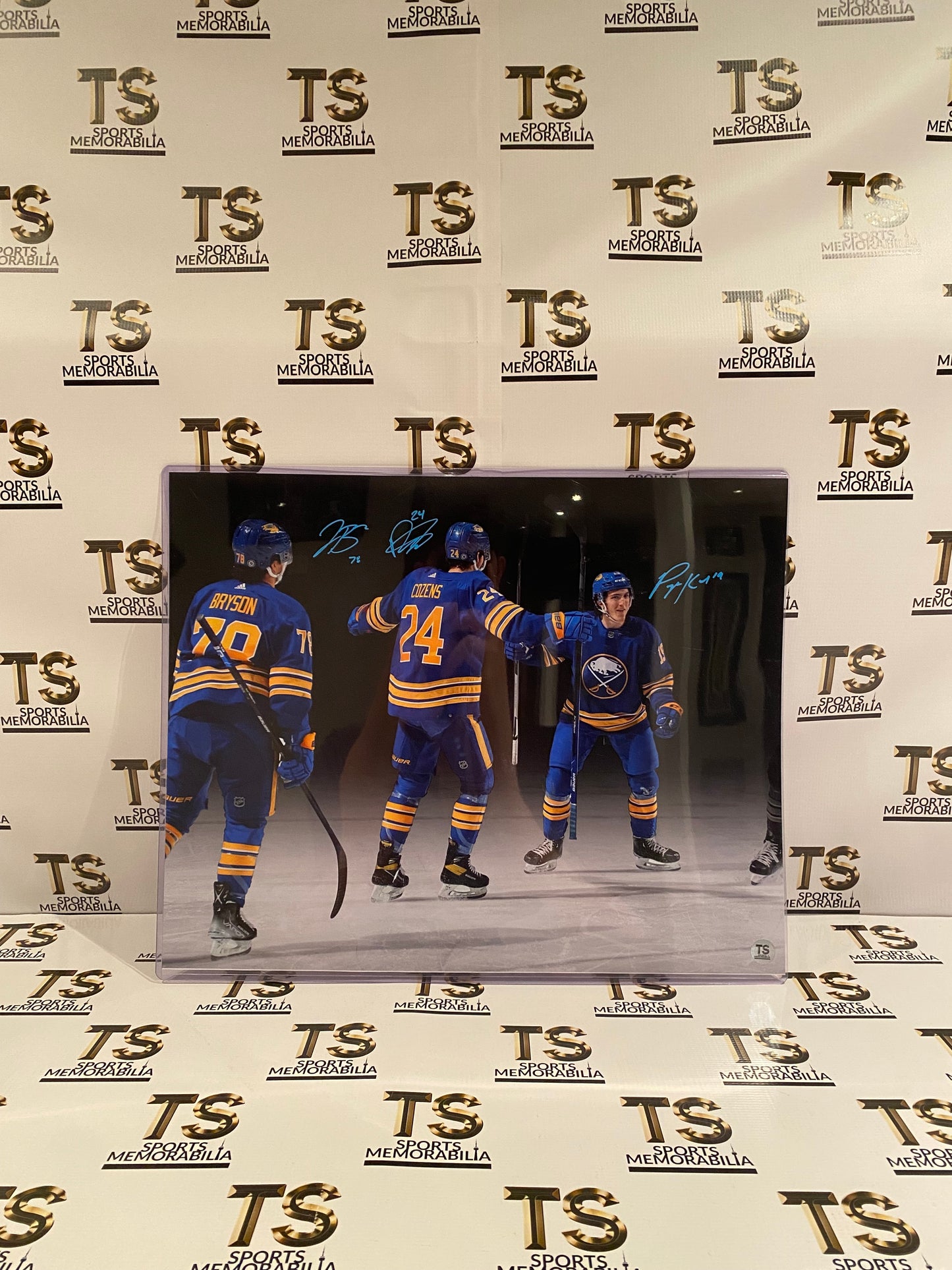 Dylan Cozens, Peyton Krebs & Jacob Bryson Autographed Buffalo Sabres 16x20 Photo