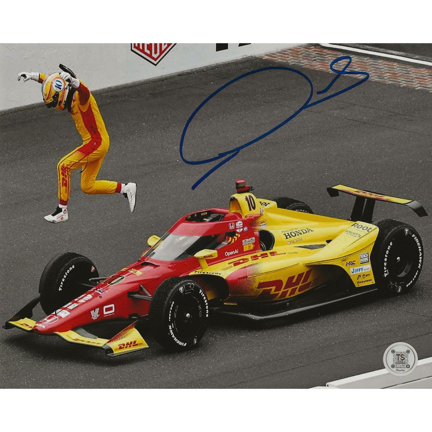 Alex Palou Autographed 2025 Indy 500 Winning Celebration 8x10 Photo
