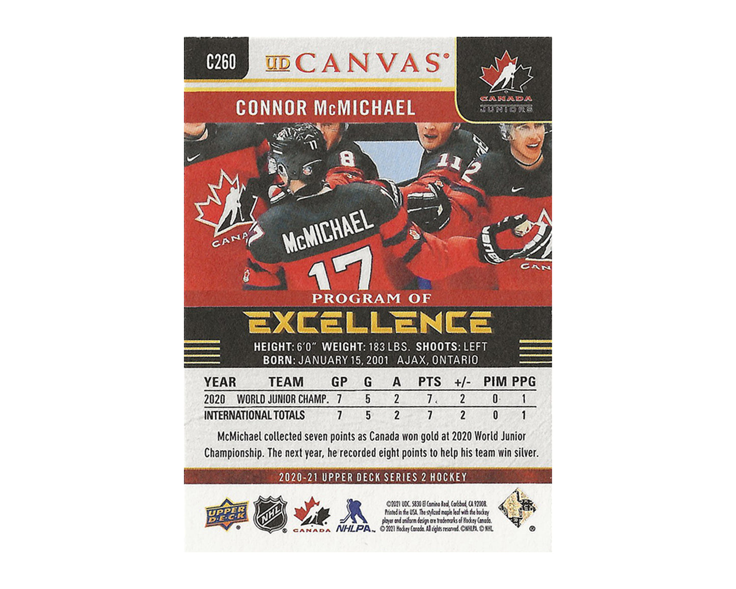 Connor McMichael Autographed 2020-21 Upper Deck POE #C260 Hockey Card