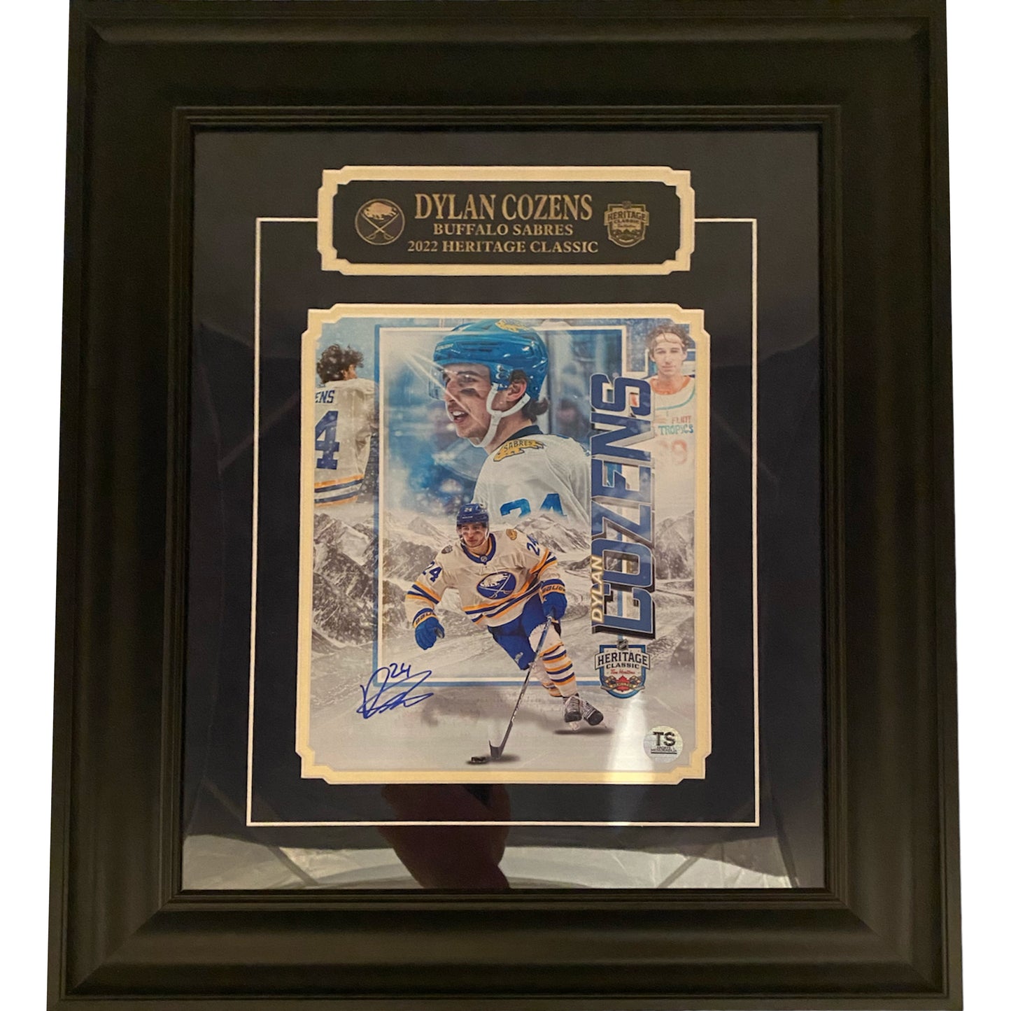 Dylan Cozens Autographed Buffalo Sabres 2022 Heritage Classic 8x10 Framed Photo