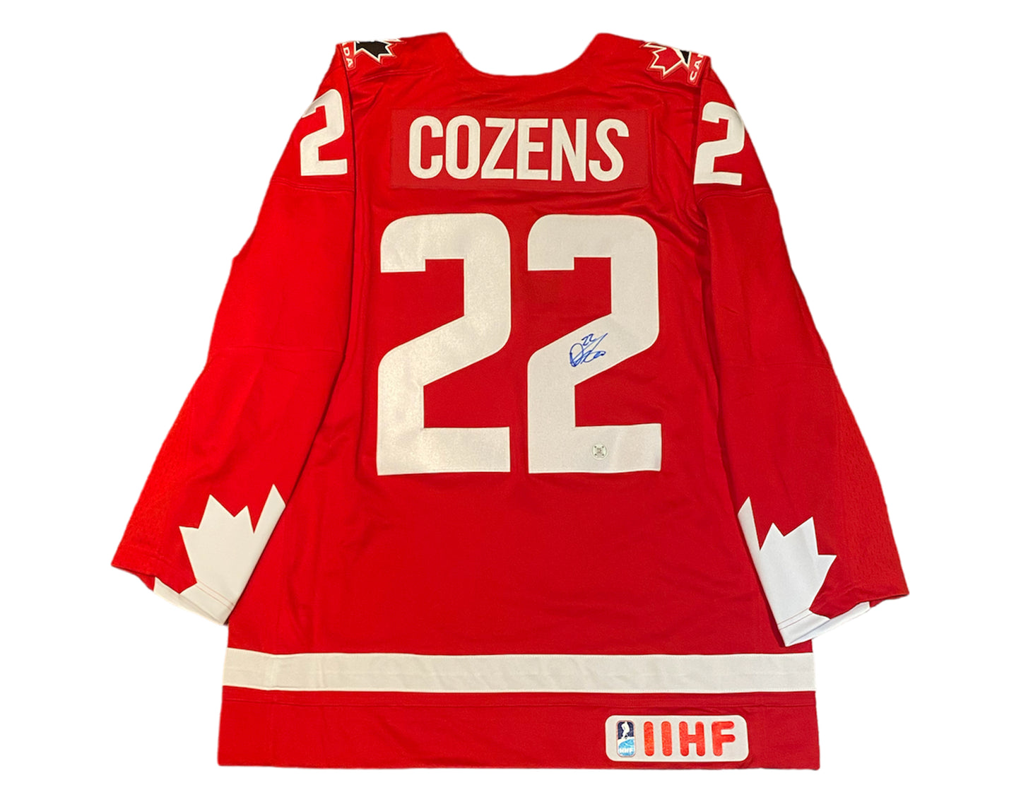 Dylan Cozens Autographed Team Canada Heritage Red Nike Jersey