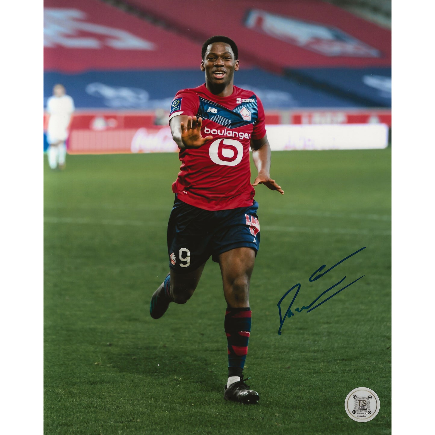 Jonathan David Autographed LOSC Lille Goal Celebration 8x10 Photo