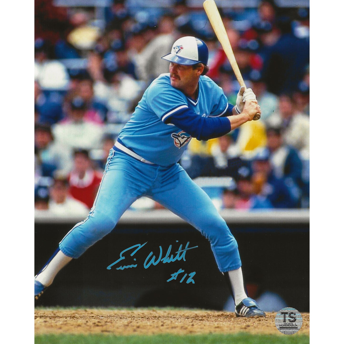 Ernie Whitt Autographed Toronto Blue Jays Batting 8x10 Photo