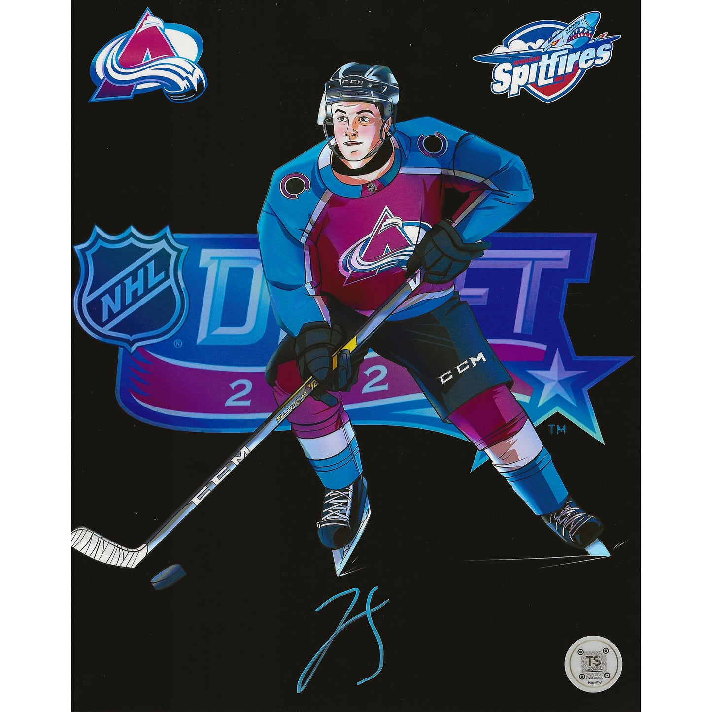 Jean-Luc Foudy Autographed Colorado Avalanche Artwork 8x10 Photo