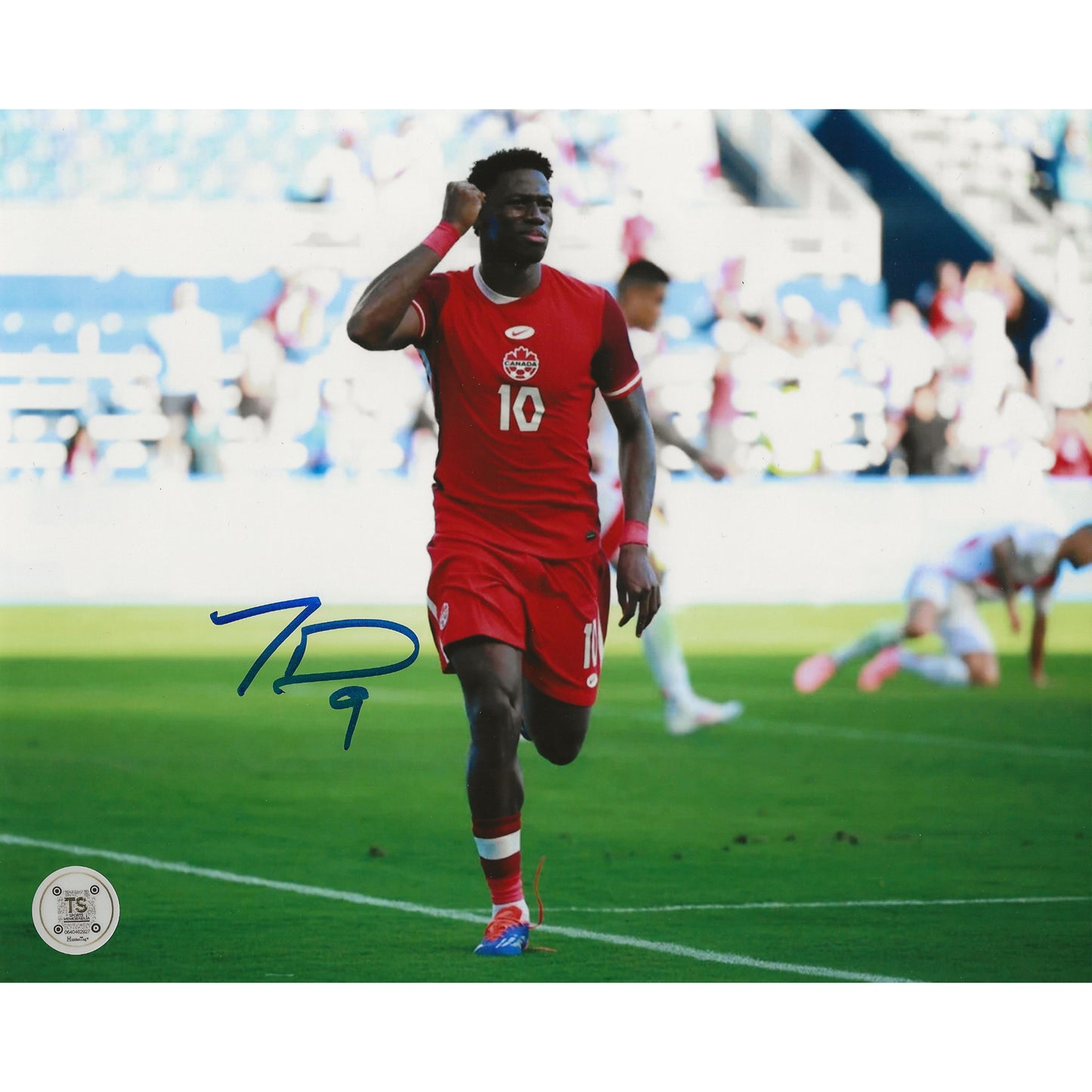 Jonathan David Autographed Canada Men's National Team Goal Celebration 8x10 Photo