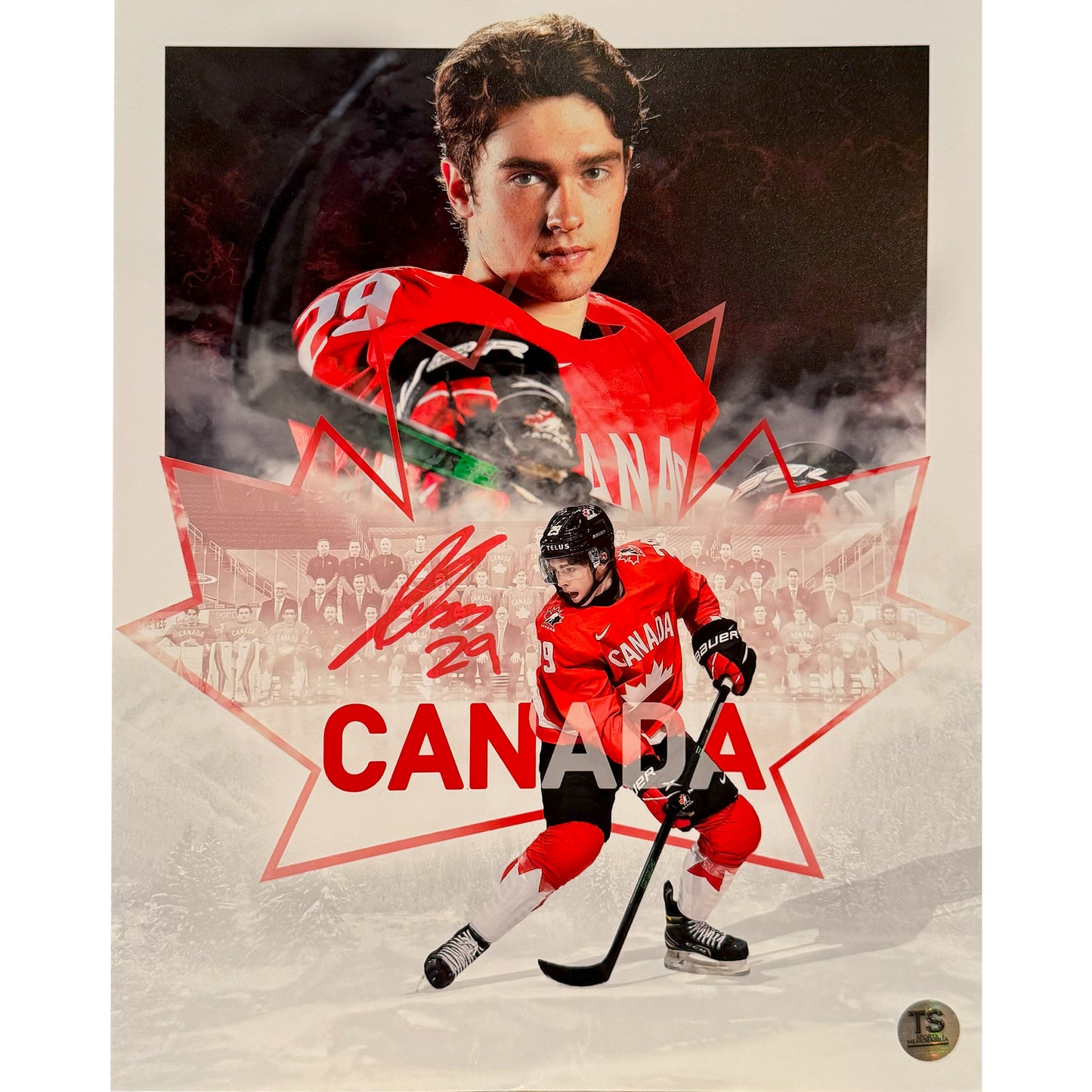 Jack Quinn Autographed Team Canada 2021 World Juniors Artwork 11x14 Photo