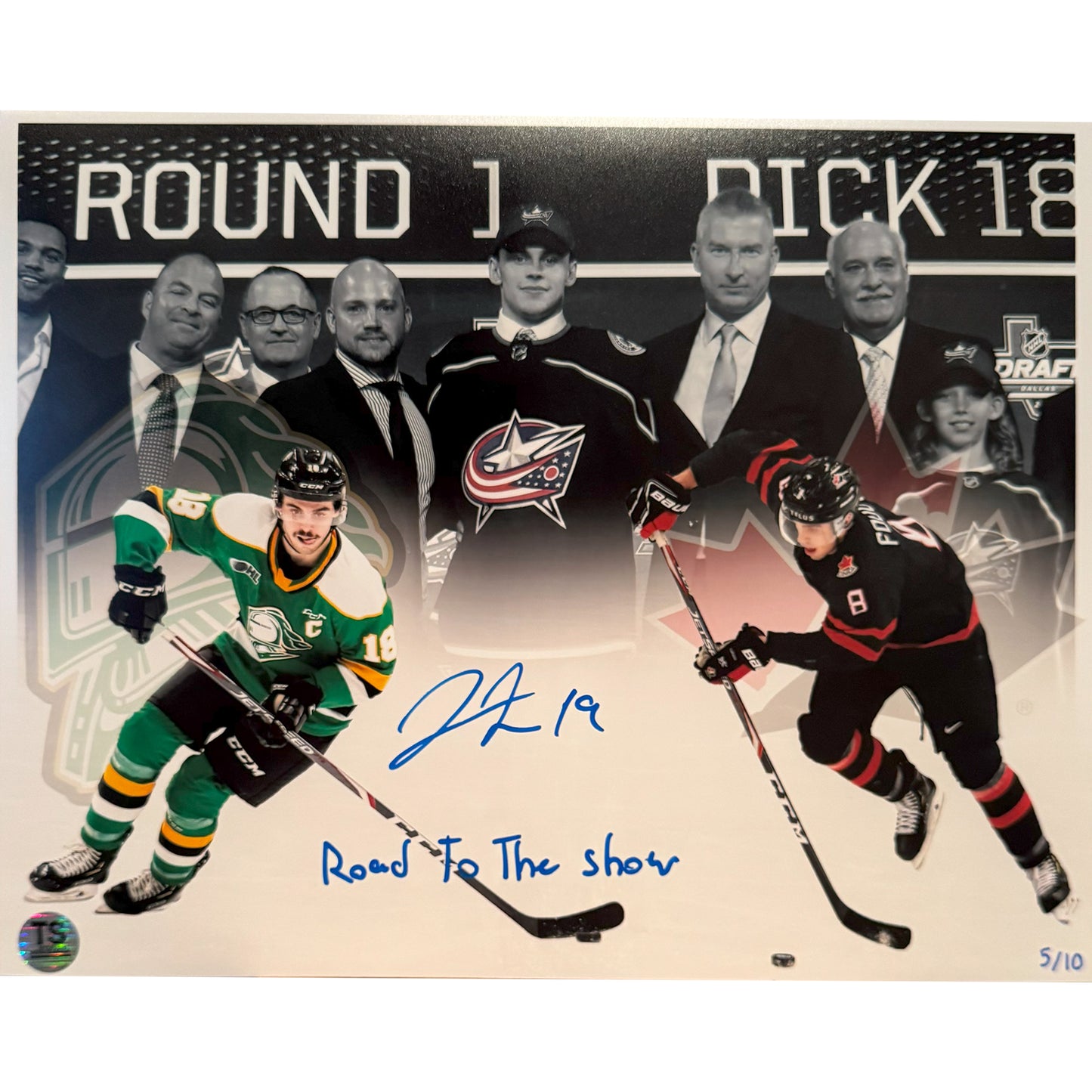 Liam Foudy Autographed 11x14 "Road To The Show" Artwork LE/ 10 Photo Inscribed