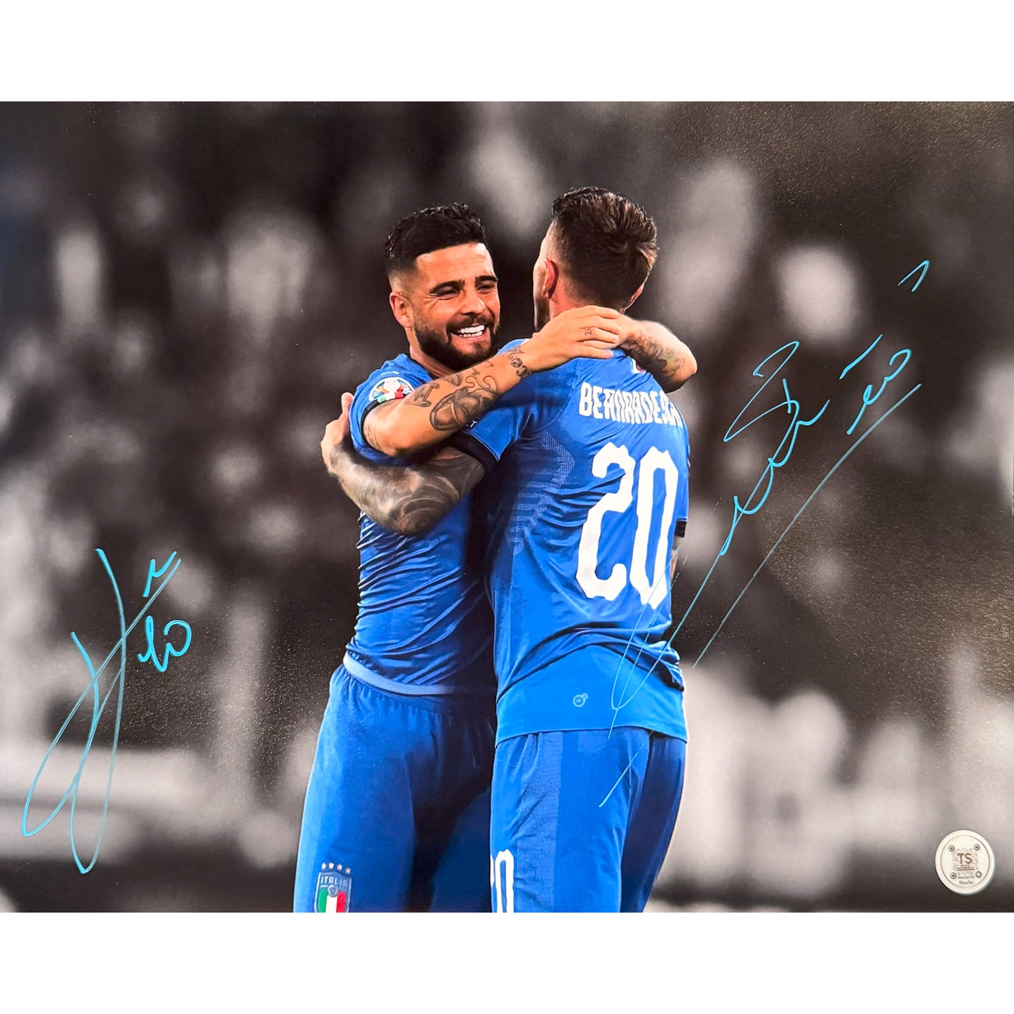 Lorenzo Insigne & Federico Bernardeschi Autographed Italian National Soccer Team Celebration 11x14 Photo