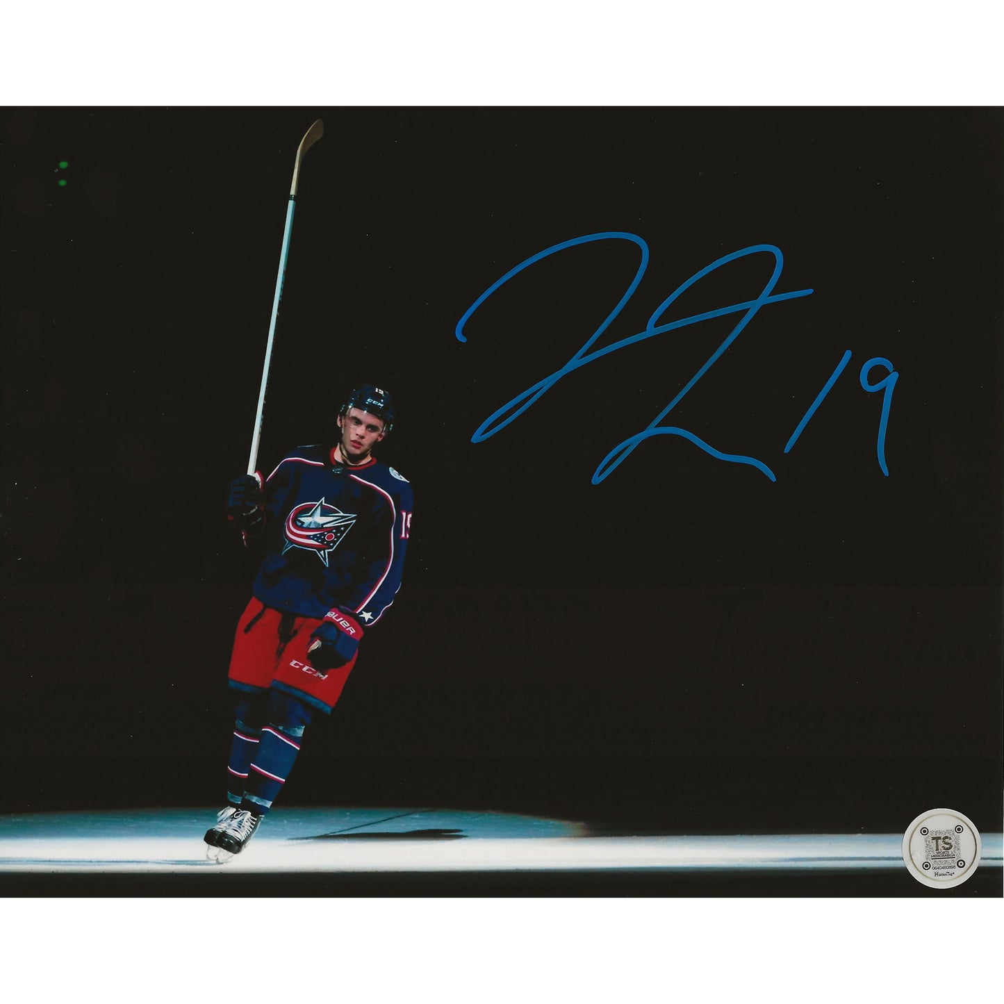 Liam Foudy Autographed Columbus Blue Jackets Salute To Crowd 8x10 Photo