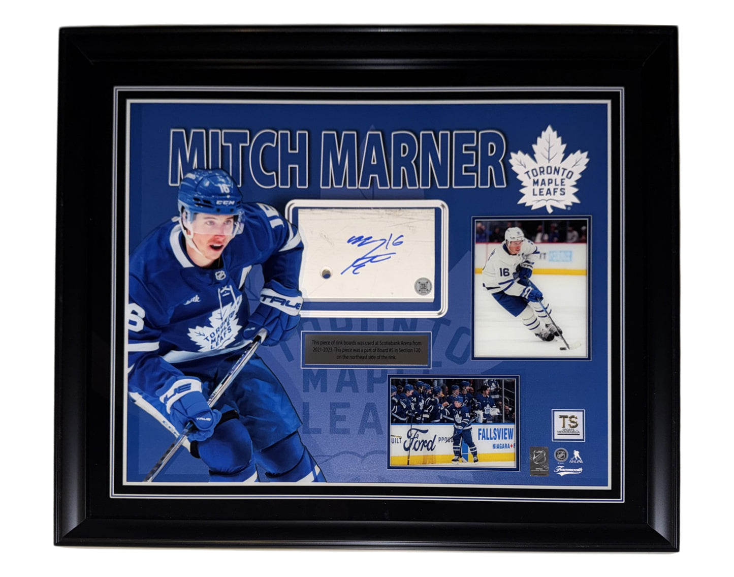 Mitch Marner Autographed Toronto Maple Leafs Framed Game-Used Board Piece