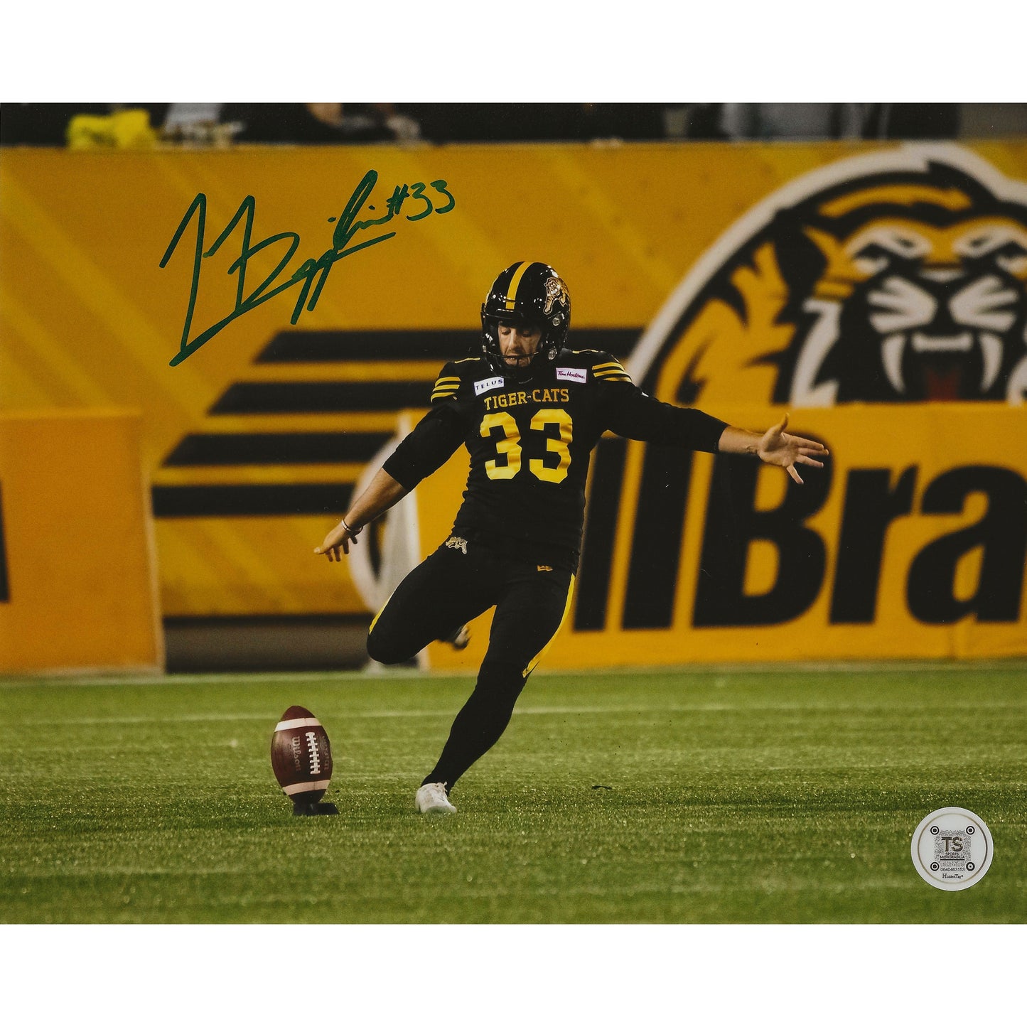 Marc Liegghio Autographed Hamilton Tiger Cats Kick-Off 8x10 Photo