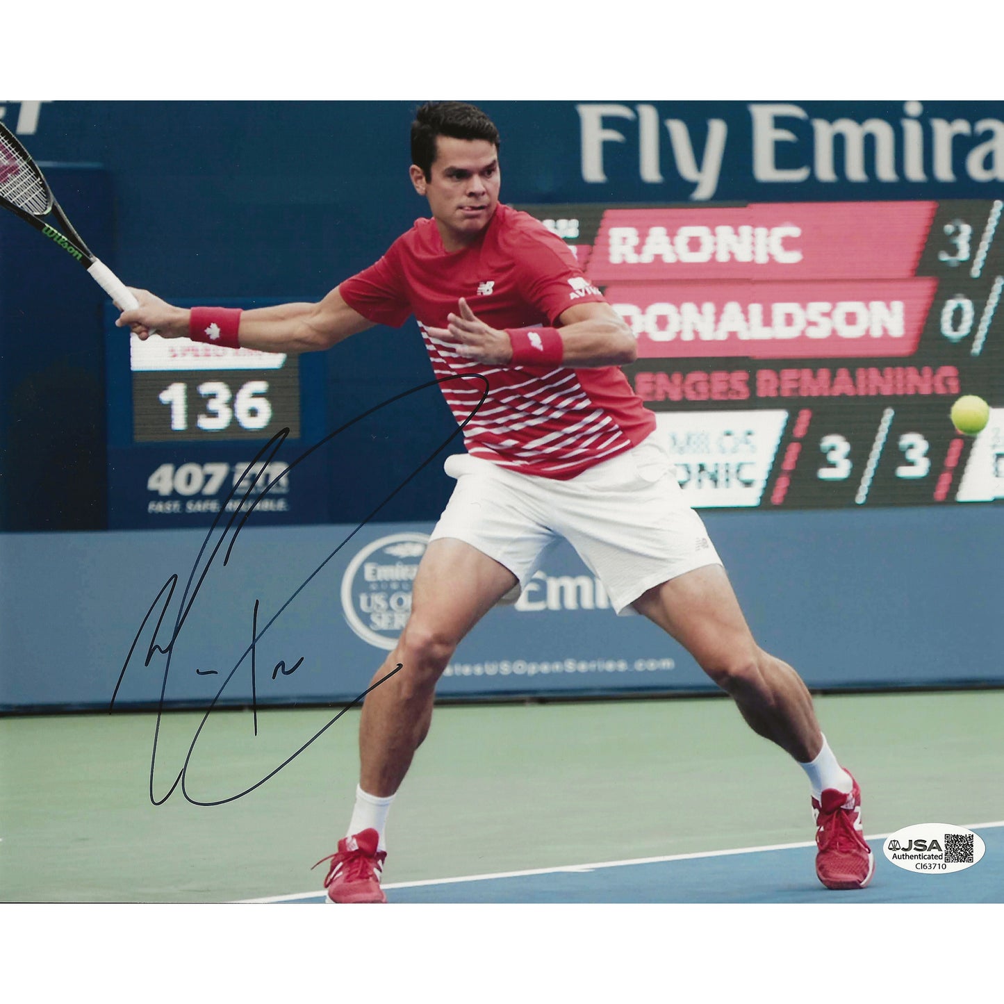 Milos Raonic Autographed ATP Forehand 8x10 Photo