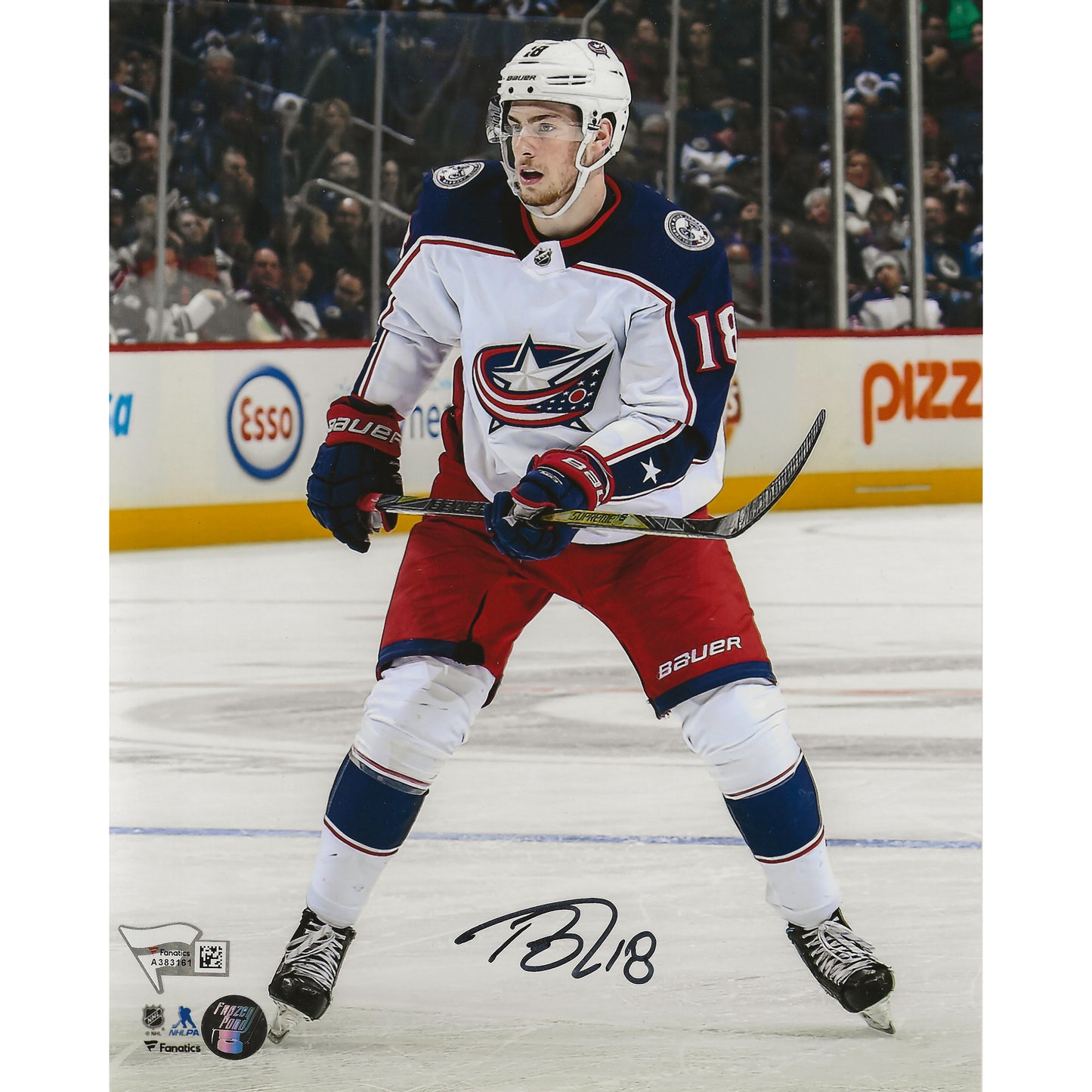 Pierre-Luc Dubois Autographed Columbus Blue Jackets Head-Up 8x10 Photo