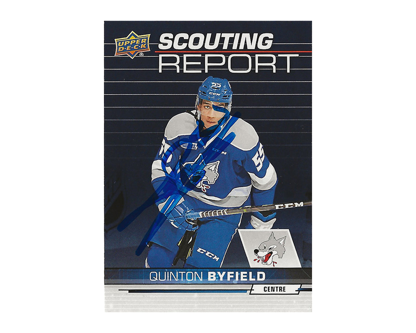 Quinton Byfield Autographed 2018-19 Upper Deck CHL Scouting Report #SR-2 Hockey Card