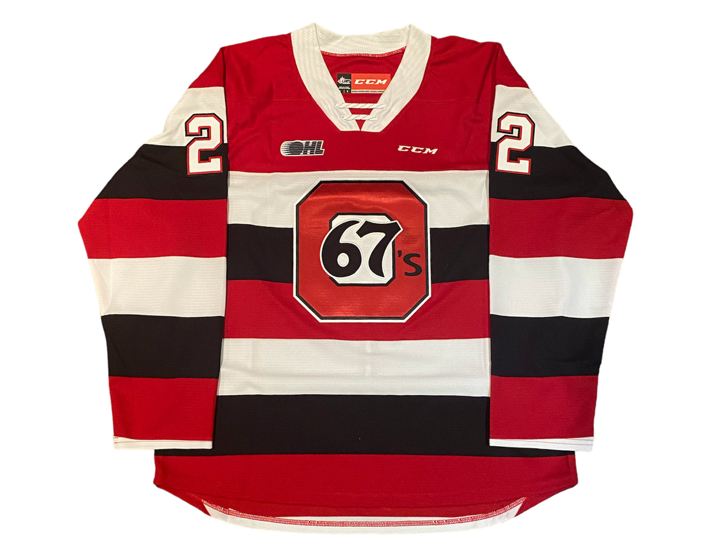 Jack Quinn Autographed Ottawa 67's Home CCM Replica Jersey Multi-Inscribed