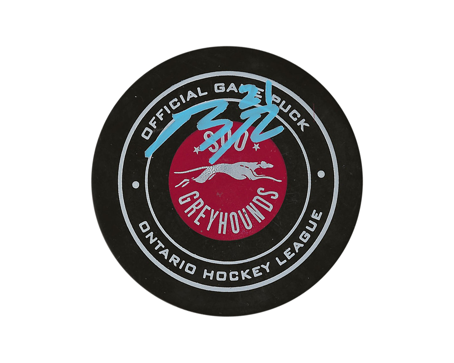 Ryan O'Rourke Autographed Sault Ste. Marie Greyhounds Official Game Puck