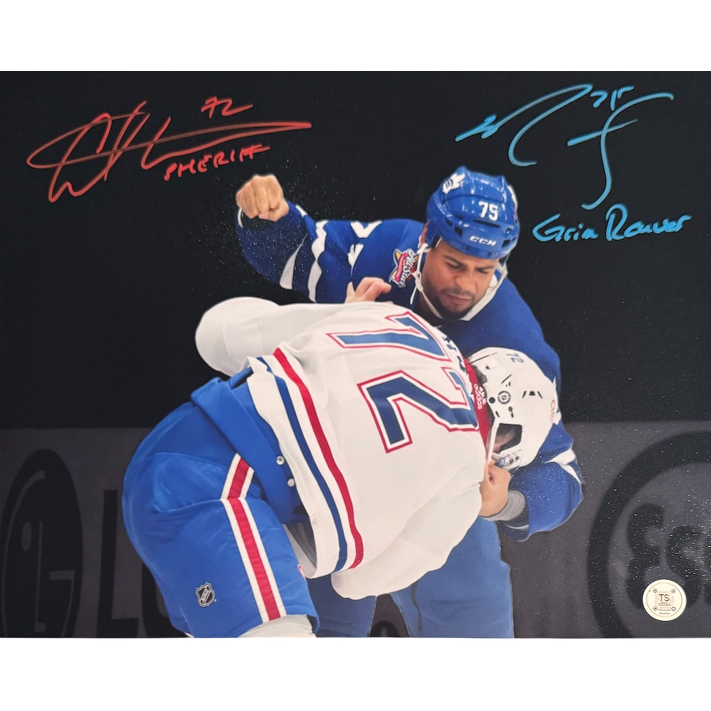 Ryan Reaves & Arber Xhekaj Autographed Fight Spotlight 11x14 Photo Inscribed