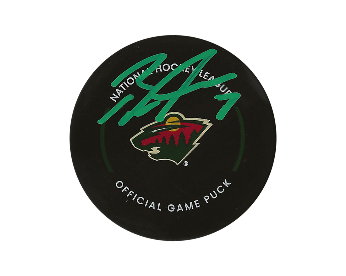 Brock Faber Autographed Minnesota Wild Official Game Puck