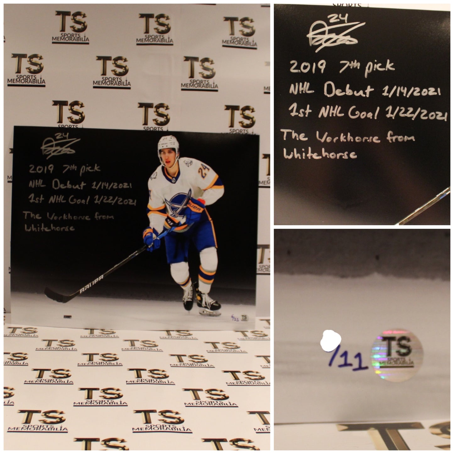 Dylan Cozens Autographed Buffalo Sabres Spotlight Multi-Inscribed LE/ 11 16x20 Photo