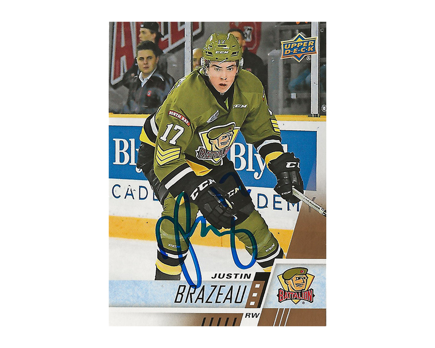 Justin Brazeau Autographed 2017-18 Upper Deck CHL #263 Hockey Card