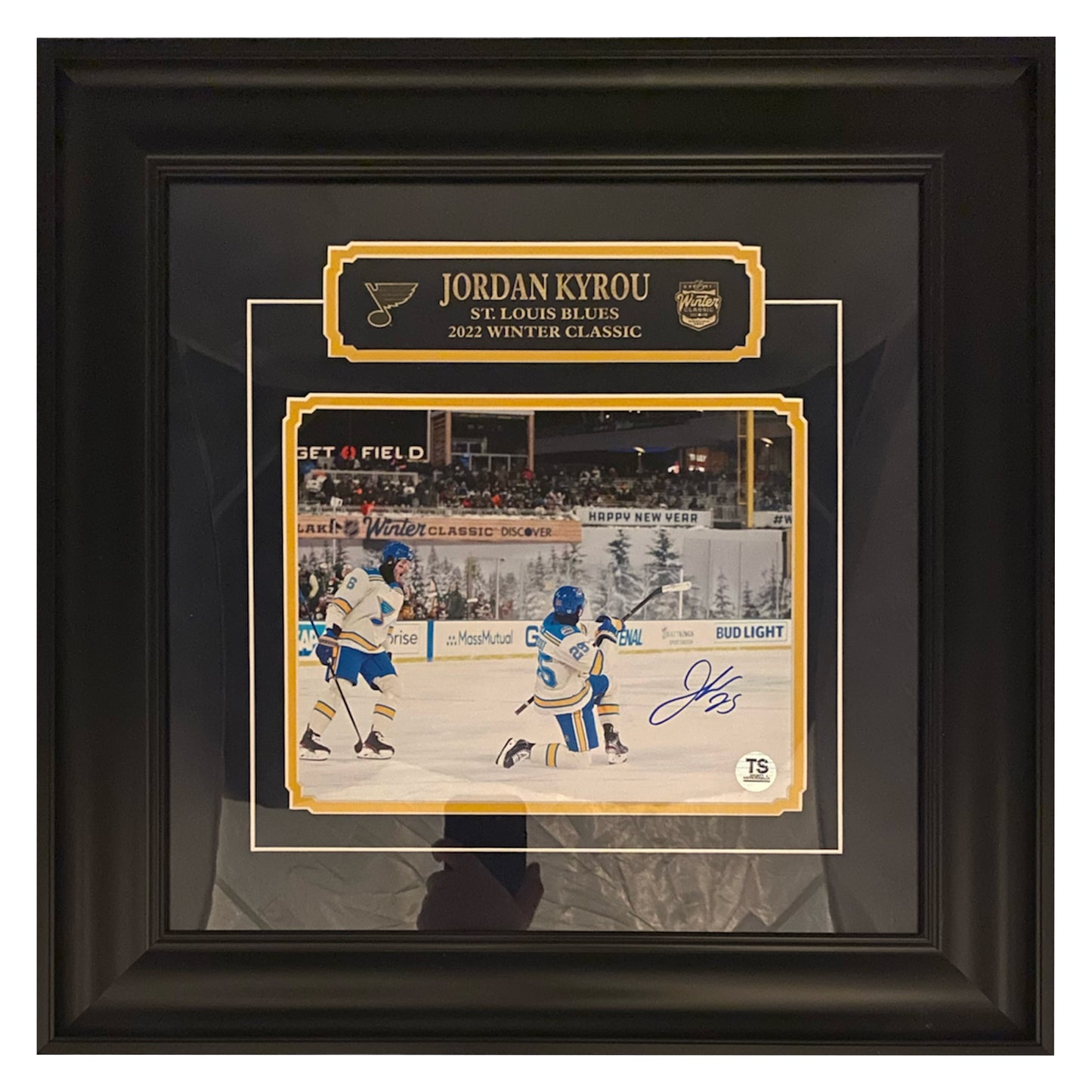 Jordan Kyrou Autographed St. Louis Blues 2022 Winter Classic 8x10 Framed