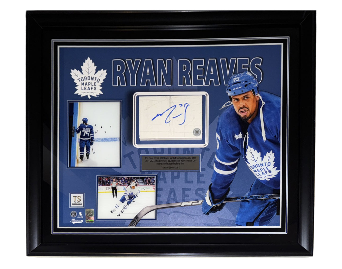 Ryan Reaves Autographed Toronto Maple Leafs Framed Game-Used Board Piece LE /5