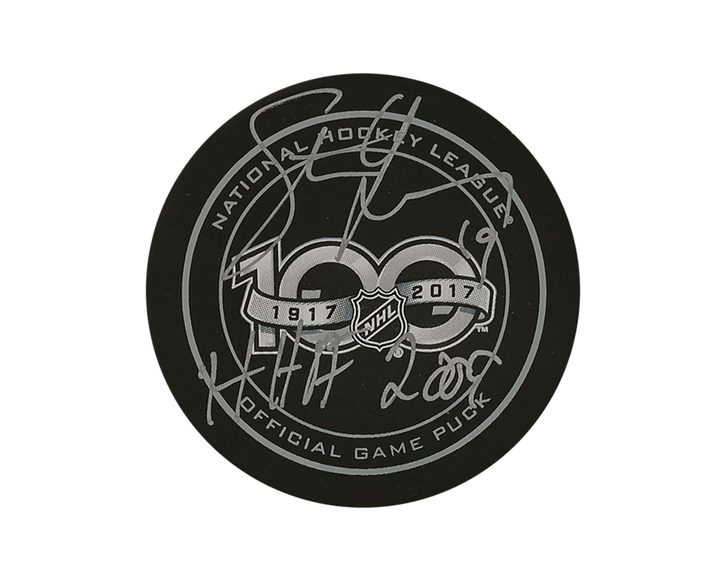Steve Yzerman Autographed NHL 100th Anniversary Official Game Puck Inscribed "HHOF 2009"