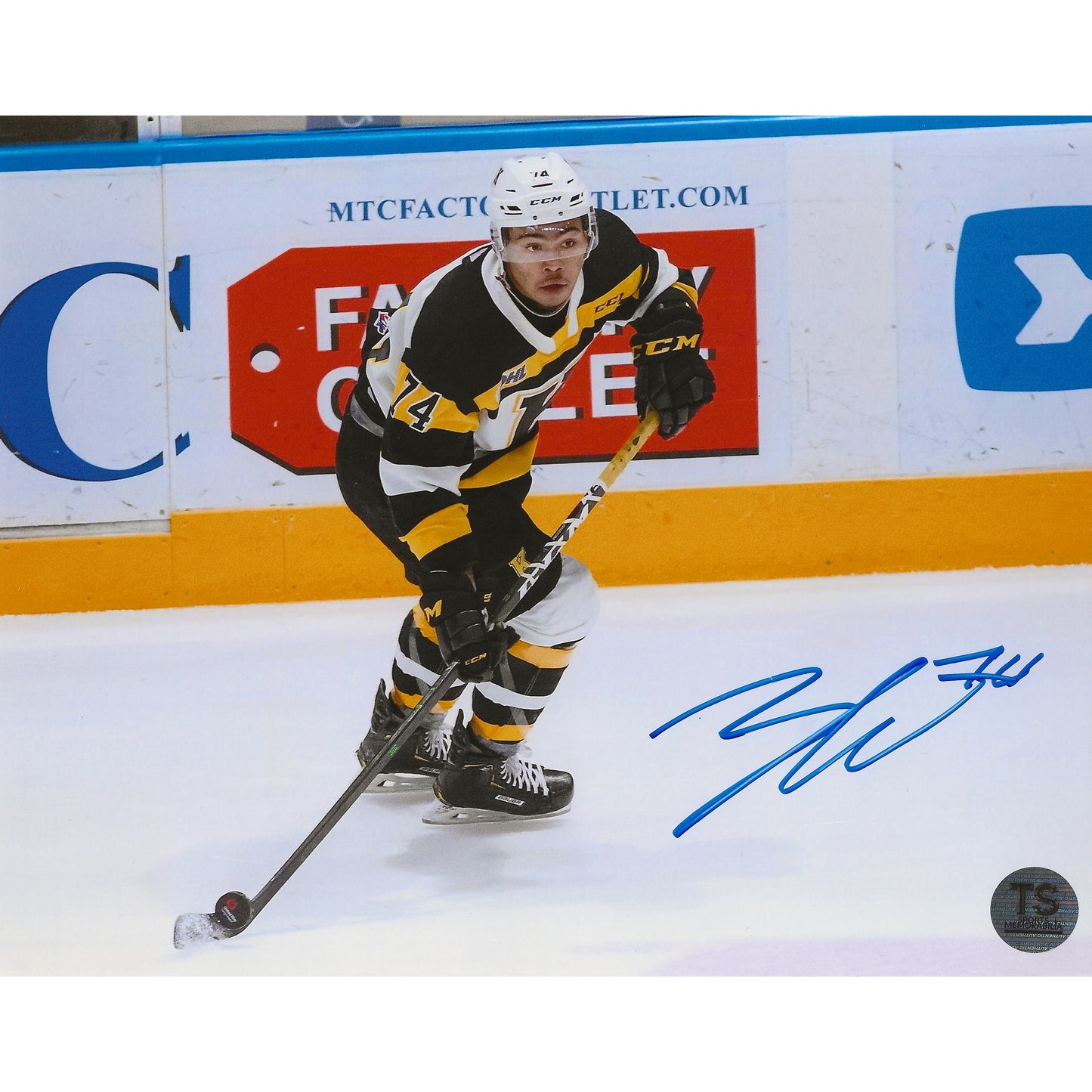 Zayde Wisdom Autographed Kingston Frontenacs Skating w/ Puck 8x10 Photo