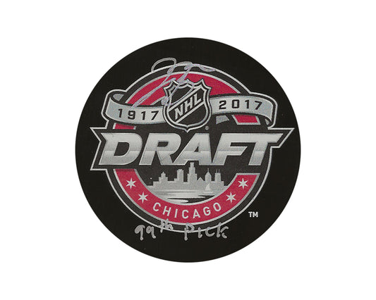 Jacob Bryson Autographed 2017 NHL Draft Puck Inscribed "99th Pick"