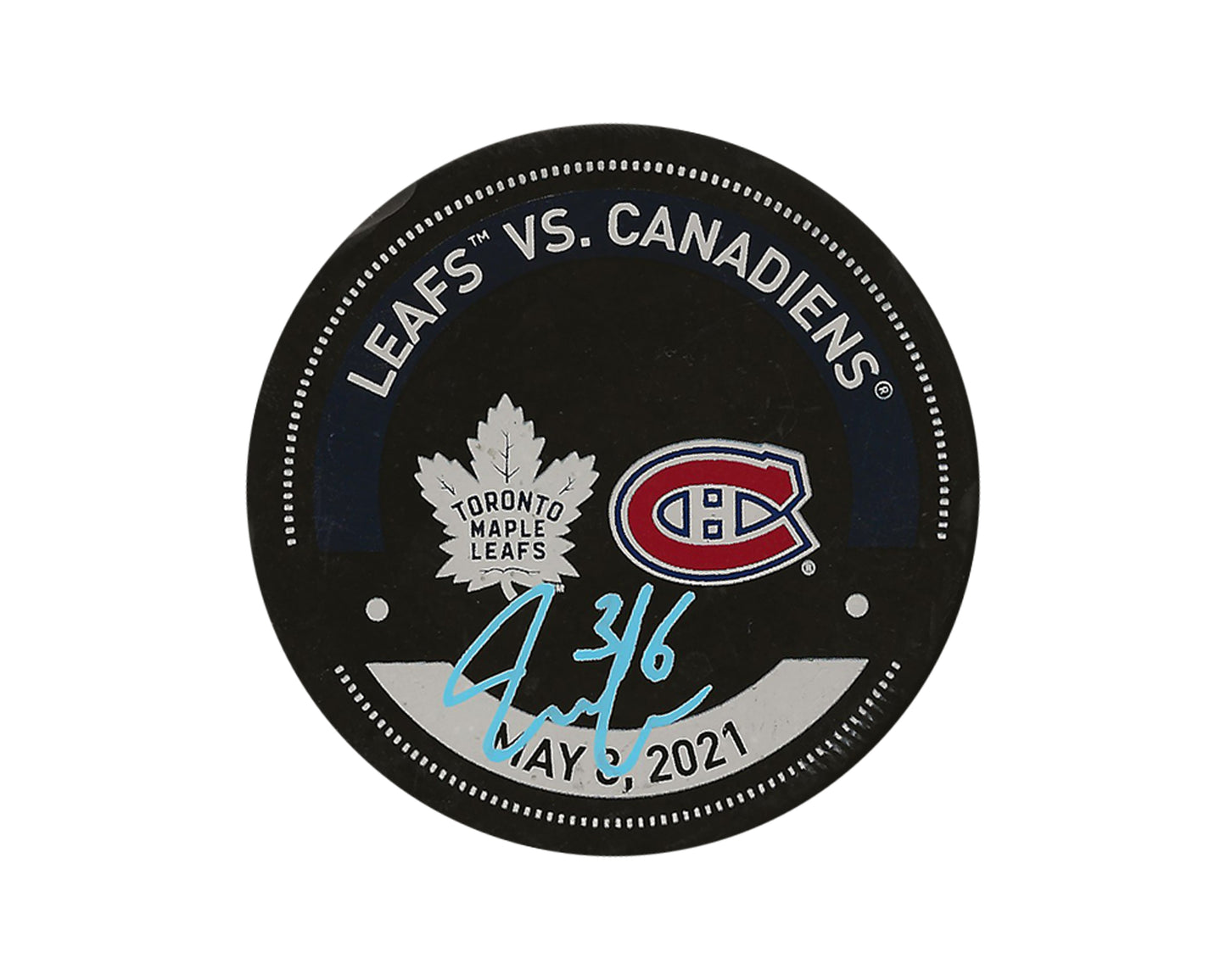 Jack Campbell Autographed Toronto Maple Leafs May 8, 2021 Warm-Up Puck