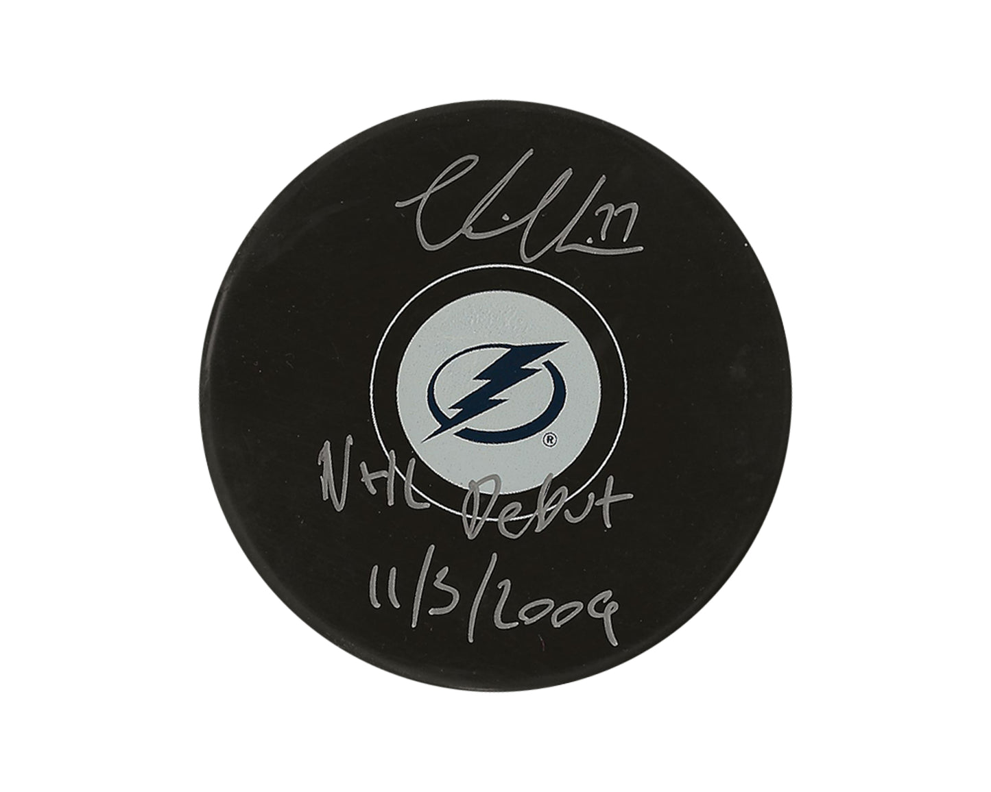 Victor Hedman Autographed Tampa Bay Lightning Autograph Model Puck Inscribed "NHL Debut 11/3/2009"