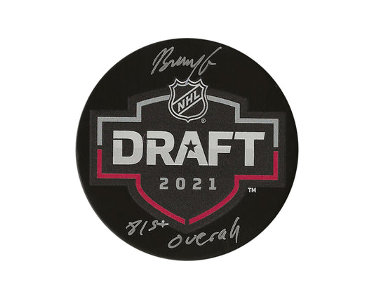 Ben Gaudreau Autographed 2021 NHL Draft Puck Inscribed "81st Overall"