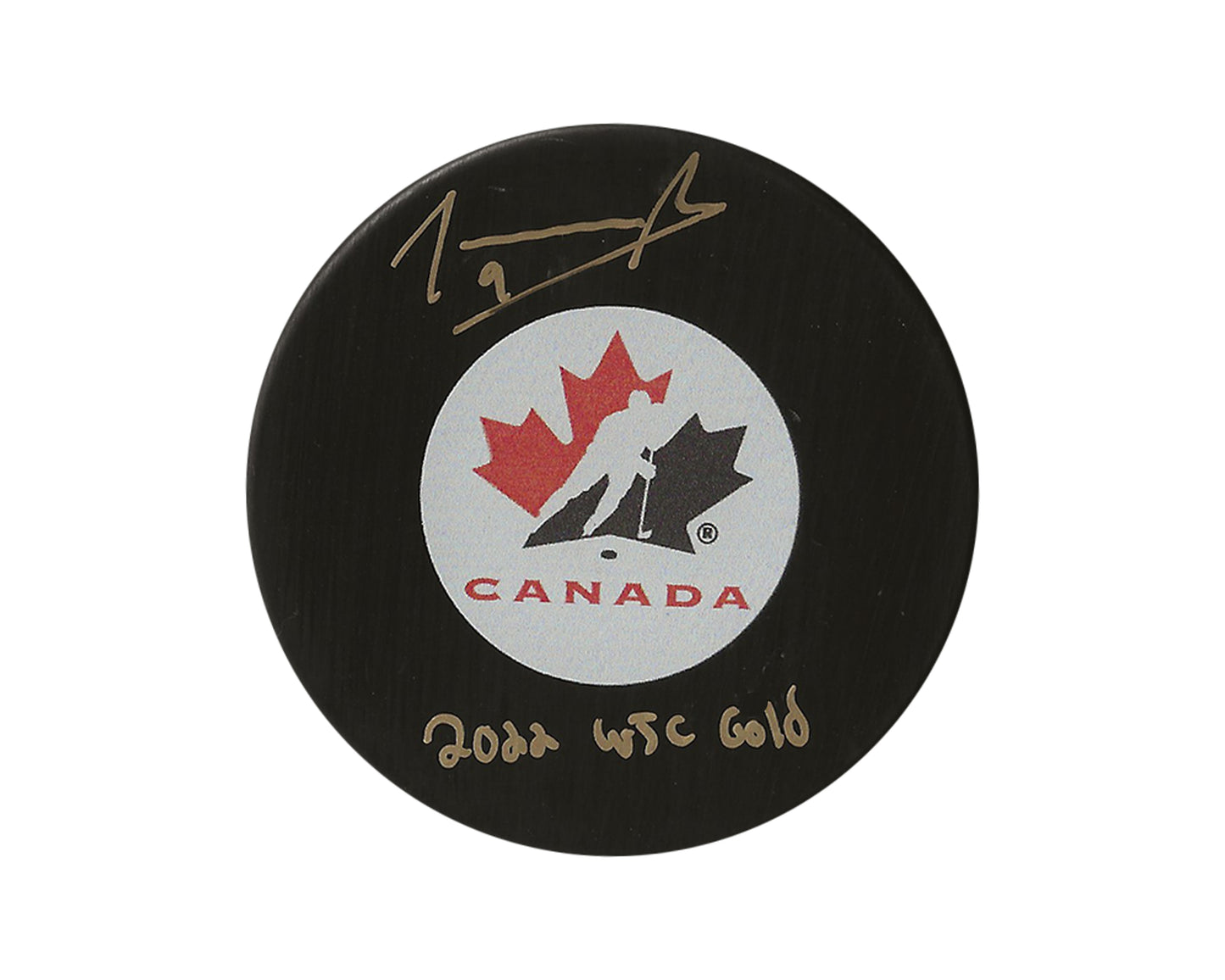 Joshua Roy Autographed Team Canada Autograph Model Puck Inscribed "2022 WJC Gold"