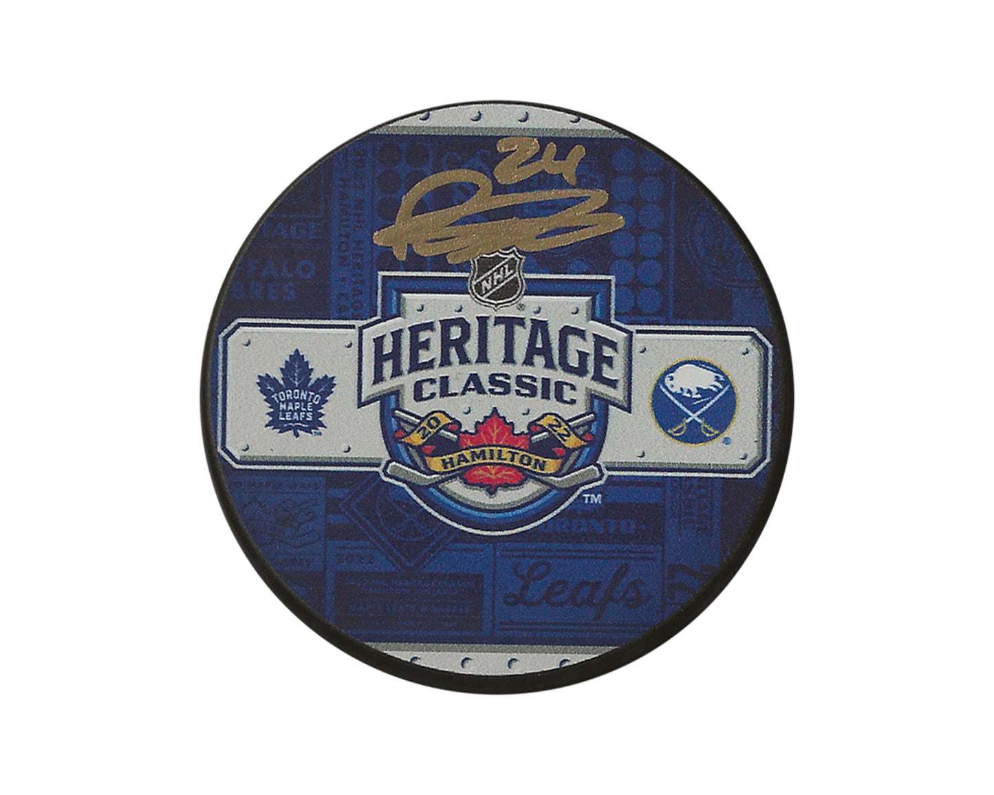 Dylan Cozens Autographed 2022 Heritage Classic Souvenir Puck