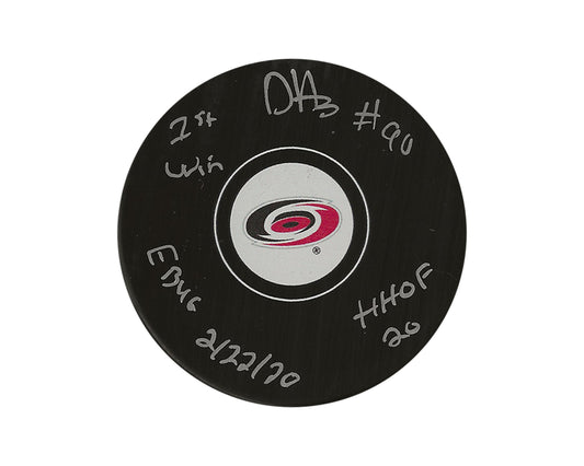 David Ayres Autographed Carolina Hurricanes Autograph Model Puck Multi-Inscribed