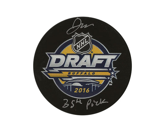 Jordan Kyrou Autographed 2016 NHL Draft Puck Inscribed "35th Pick"