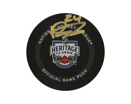 Dylan Cozens Autographed 2022 Heritage Classic Official Game Puck