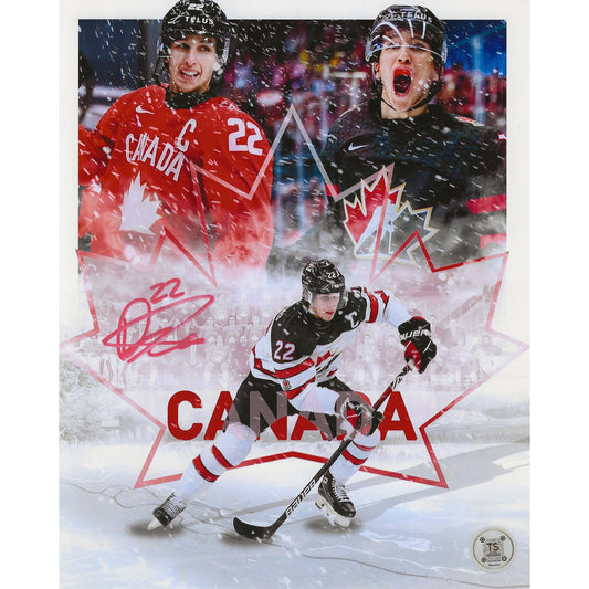 Dylan Cozens Autographed Team Canada World Juniors Artwork 8x10 Photo