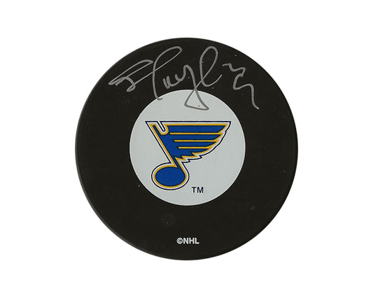 Shayne Corson Autographed St. Louis Blues Vintage Autograph Model Puck