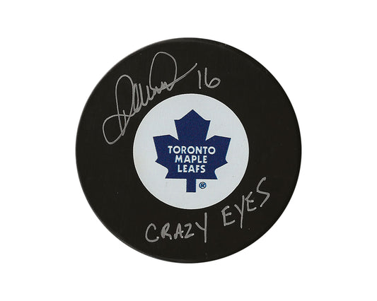 Darcy Tucker Autographed Toronto Maple Leafs Autograph Model Puck Inscribed "Crazy Eyes"