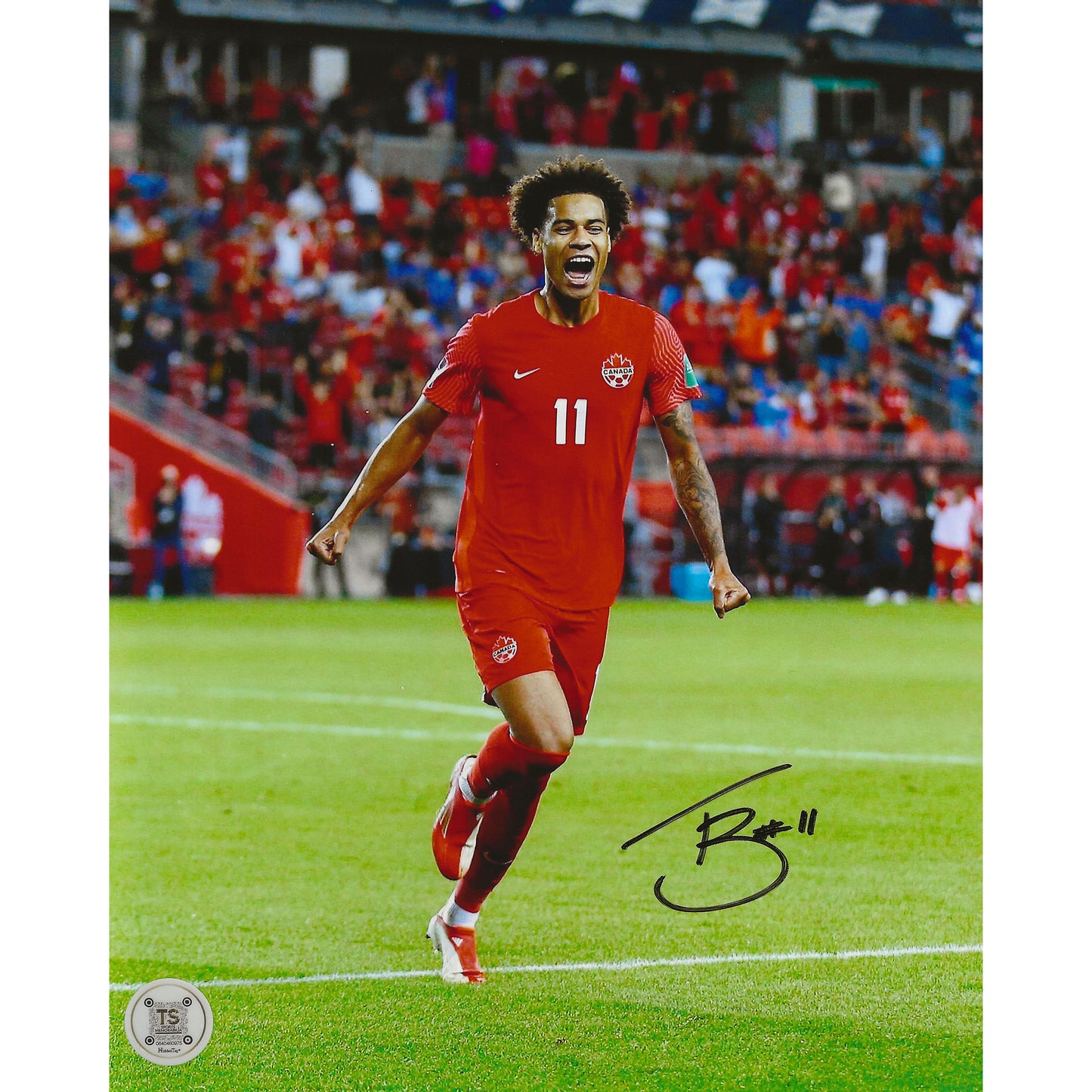 Tajon Buchanan Autographed Canada Men's National Team Goal Celebration 8x10 Photo