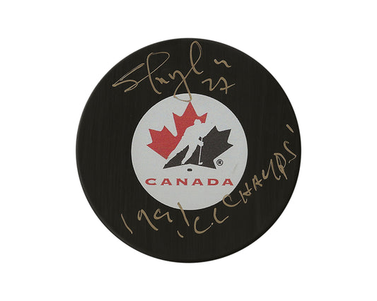 Shayne Corson Autographed Team Canada Autograph Model Puck Inscribed "1991 CC Champs"