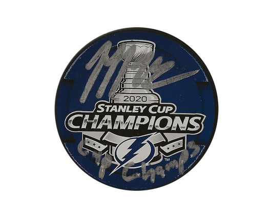 Jeff Halpern Autographed Tampa Bay Lightning 2020 Stanley Cup Champions Souvenir Puck Inscribed "Cup Champs"