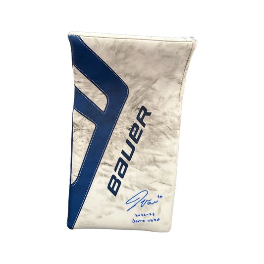 Joseph Woll Game-Used & Autographed Bauer Mach Blocker Inscribed