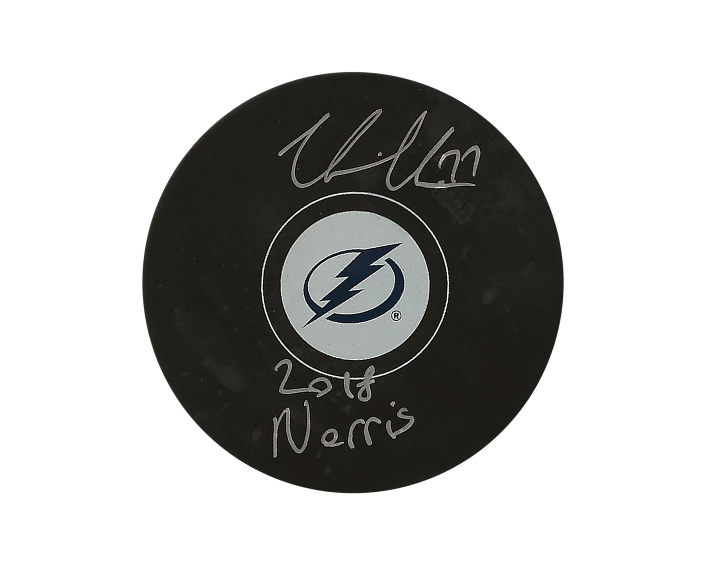 Victor Hedman Autographed Tampa Bay Lightning Autograph Model Puck Inscribed "2018 Norris"