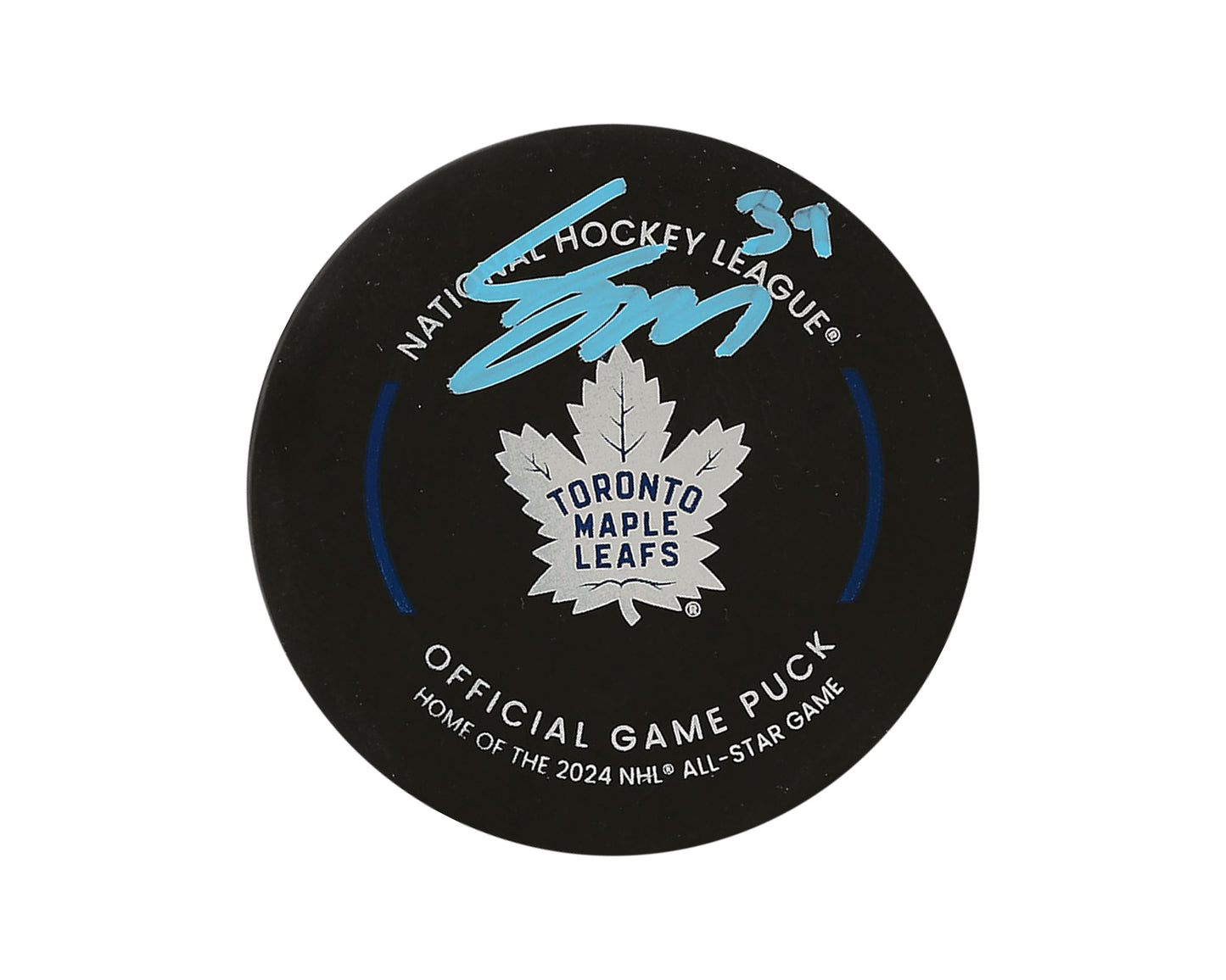 Fraser Minten Autographed Toronto Maple Leafs Official Game Puck