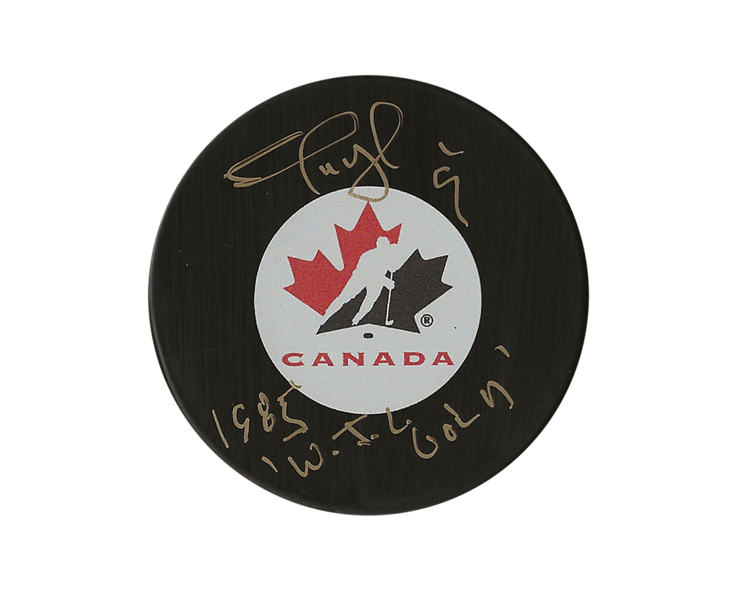 Shayne Corson Autographed Team Canada Autograph Model Puck Inscribed "1985 WJC Gold"