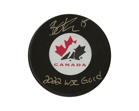 Brennan Othmann Autographed Team Canada Autograph Model Puck Inscribed "2022 WJC Gold"